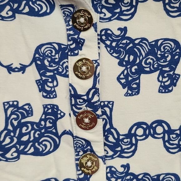 Rare Lilly Pulitzer White Elephant Print French Terry Henley Sweatshirt Preppy 0 - Picture 4 of 11